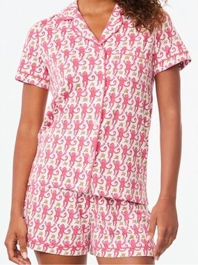 Roller Rabbit Pink Monkey Print Pajama Set